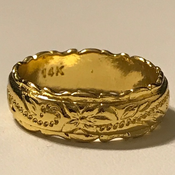 Jewelry - NEW Engraved Wedding Band, 14K Yellow Gold Ring